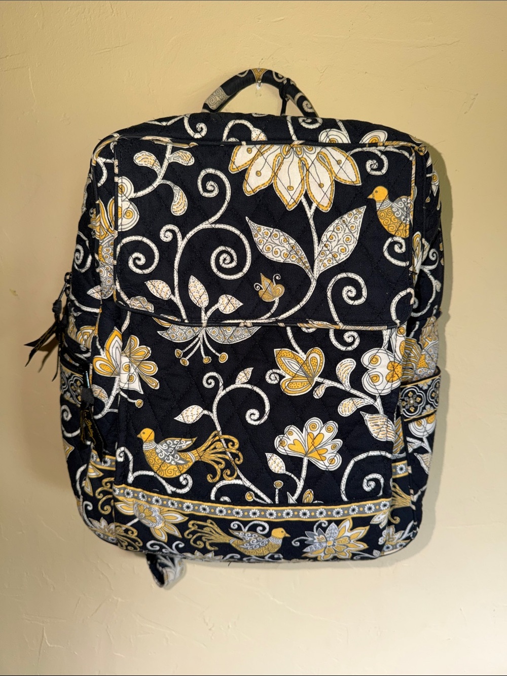 Vera Bradley Floral Backpack - Black and Gold with added accessories! JS-131